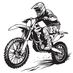 Motocross Rider Ride the Motocross Bike Stock Image Vector isolated on white background.