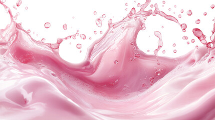 Pink Liquid Splash with Bubbles.