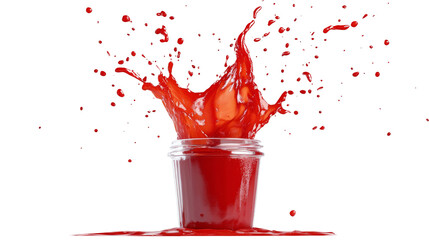 Red Liquid Splashing From Glass Jar.