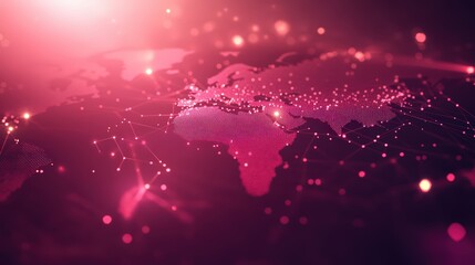 A digitally rendered globe featuring bright, interconnected points and lines symbolizing global communication and data networks