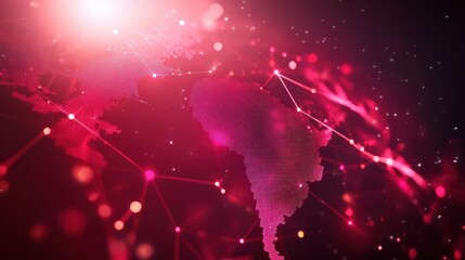 A digitally rendered globe with bright, interconnected points and lines representing global communication and data networks