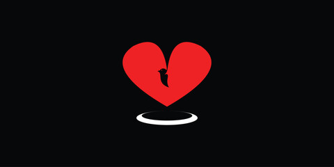 creative logo of a bird in a heart, with a modern concept