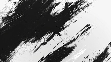 Abstract Black and White Brushstrokes on Canvas