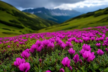Nature reserve, alpine meadows, high-altitude blooms burst into color during the brief summer months