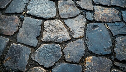 Fototapeta premium Close-up of a Wet Stone Pavement