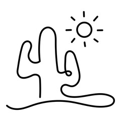 Obraz premium Climate Change Impact on Arid Regions Monoline Icon Design. Represents Desertification, Water Scarcity, Environmental Degradation, Global Warming. Transparent PNG.