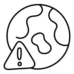 Climate Emergency Monoline Icon Design. Represents Global Warming, Environmental Crisis, Sustainability, Urgent Action. Transparent PNG.