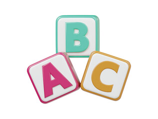 Abc block icon 3d render illustration