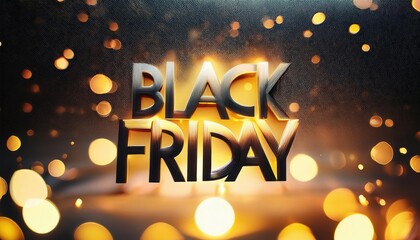 A close up of a black friday sign with bokeh lights, sale discount concept