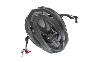 Fototapeta premium Old, dusty bicycle helmet isolated on white background