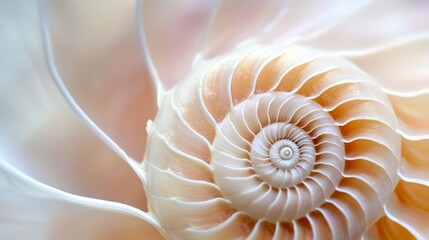 Symmetry in Seashells, Examine the spiral symmetry found in seashells, particularly in species like the nautilus, and explain the mathematical principles behind these natural formations.