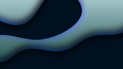 Three dimensional  dark blue and white shapes floating against dark background