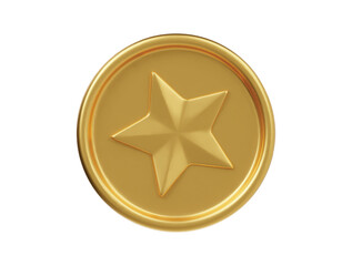 Star coin icon 3d render illustration