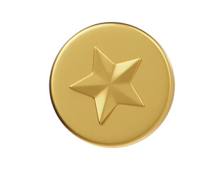 Star coin icon 3d render illustration