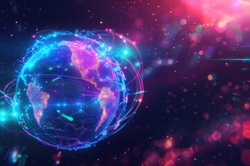 Glowing Earth in a Network of Lines and Dots