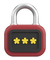 3D security icon. Secure password. 3D illustration.