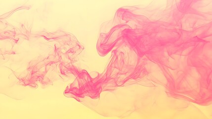 Pink Smoke on Yellow Background, Abstract Image, Texture, Pattern, Wallpaper, Cover and Screen for Smartphone, PC, Laptop, 9:16 and 16:9 Format