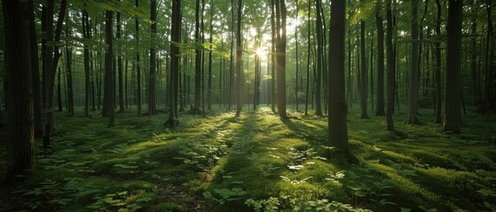 Obraz premium Lush Springtime Forest in Stunning