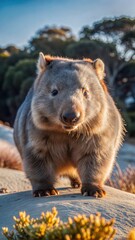 Fototapeta premium a wombat with beautiful natural background