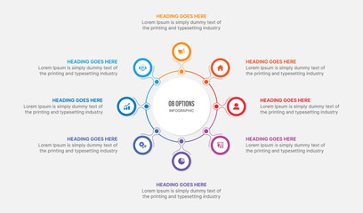 Circle Infographic Template Design With 8 Steps, Process Workflow Diagram