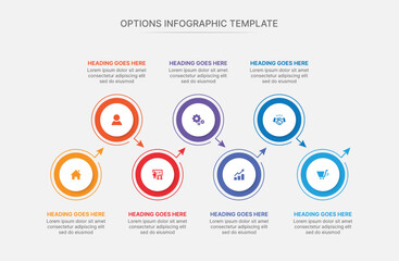 Fototapeta premium Infographic Template Design With 7 Steps, Process Workflow Diagram