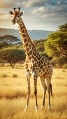 Obraz premium a giraffe with beautiful natural background