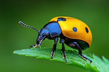 Naklejka premium Beetles, in a meadow, crawling through grass contribute to the health of the ecosystem