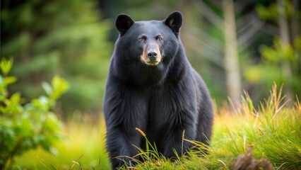 Fototapeta premium a black bear with beautiful natural background