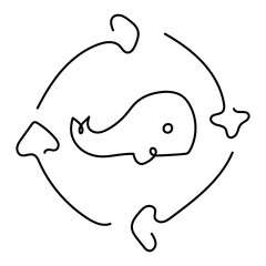 Ocean Ecosystems Monoline Icon Design. Represents Marine Conservation, Biodiversity, Environmental Protection, Sustainability. Transparent PNG.