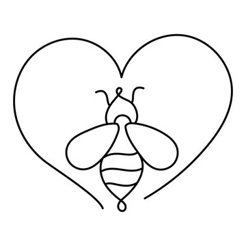 Save the Bees Movement Monoline Icon Design. Represents Pollinator Protection, Biodiversity, Environmental Conservation, Ecosystem Health. Transparent PNG.