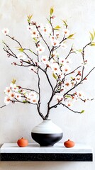 A beautiful floral arrangement featuring delicate blossoms in an elegant vase, perfect for adding charm to any interior.