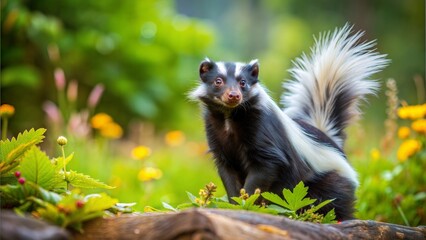 a skunk with beautiful natural background