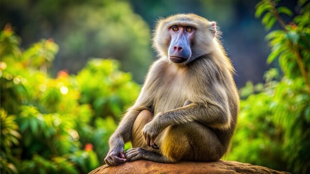 a baboon with beautiful natural background