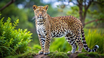 a leopard with beautiful natural background