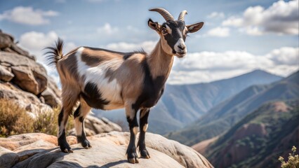 a goat with beautiful natural background