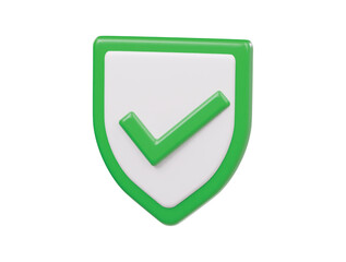 Protect shield icon 3d render illustration