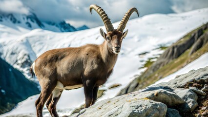 an ibex with beautiful natural background