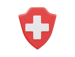Medical shield icon 3d render illustration