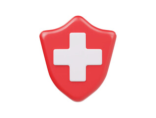 Medical shield icon 3d render illustration