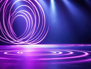 Fototapeta premium Vibrant purple light swirls create a stunning visual effect on a smooth floor, ideal for various creative projects.