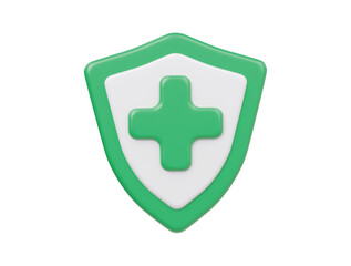 Medical shield icon 3d render illustration