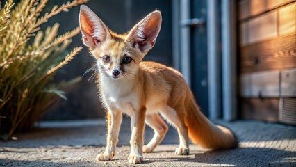 a fennec fox with beautiful natural background