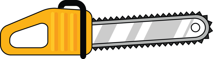 Cartoon drawing of a chainsaw with a yellow handle illustrating the concept of cutting