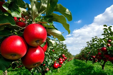 Blossoms, in an orchard, ripe fruit following signal the promise of a bountiful harvest