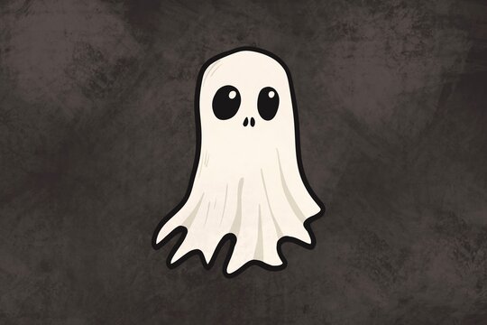 Cute cartoon ghost on dark textured background