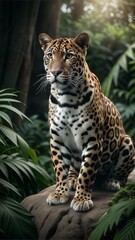 Obraz premium a jaguar with beautiful natural background
