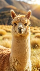 Obraz premium an alpaca with beautiful natural background