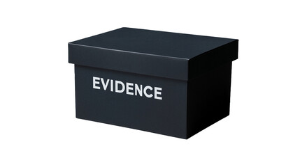 Box Of Police Crime Evidence In A Black Box With A Lid. Transparent Background