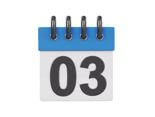 Calender icon 3d render illustration 
