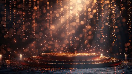 Obraz premium Golden Stage with Sparkling Dust and Warm Light